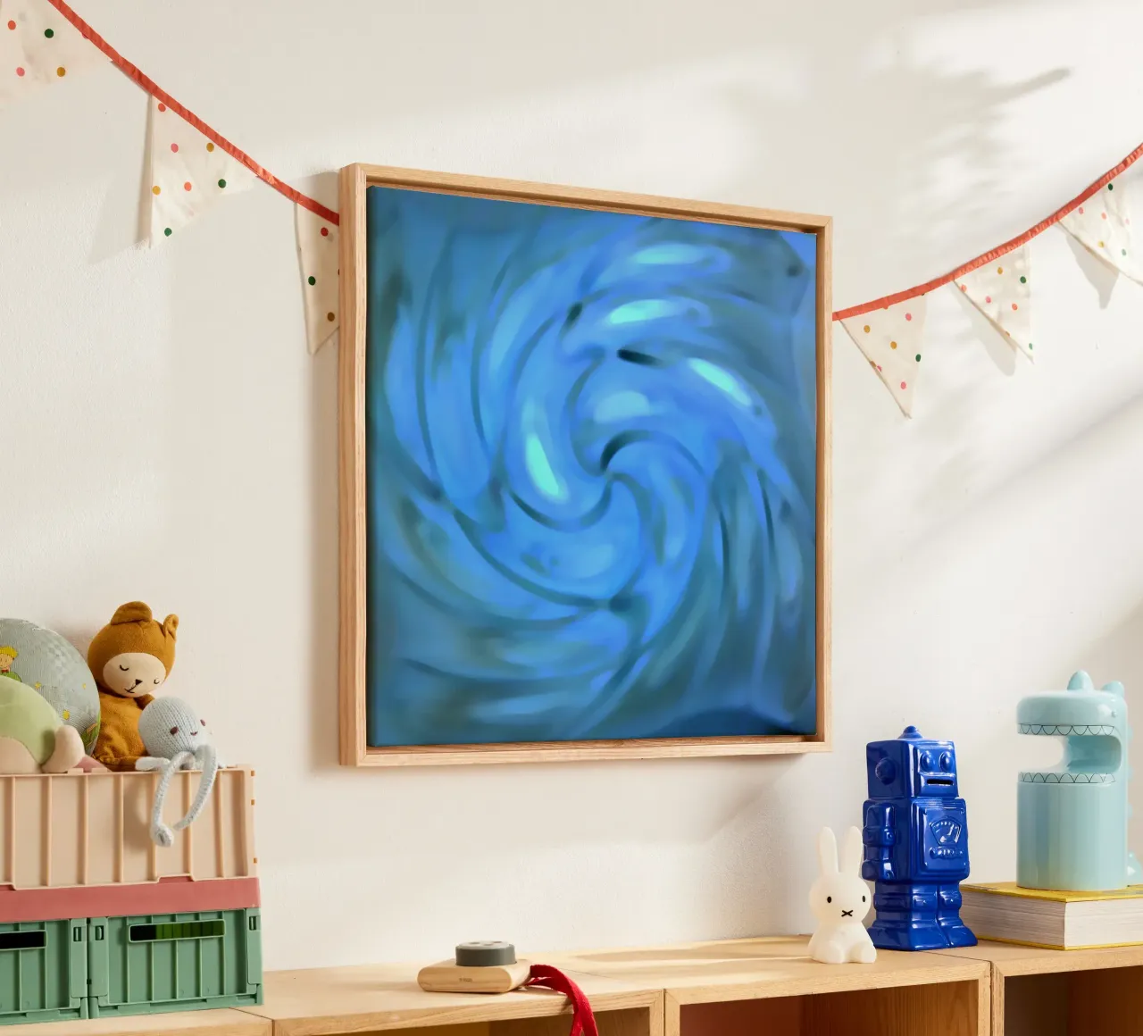 Blurred spiral in sea colours canvas with Floater frame by Gürsel Yesil Digital Art