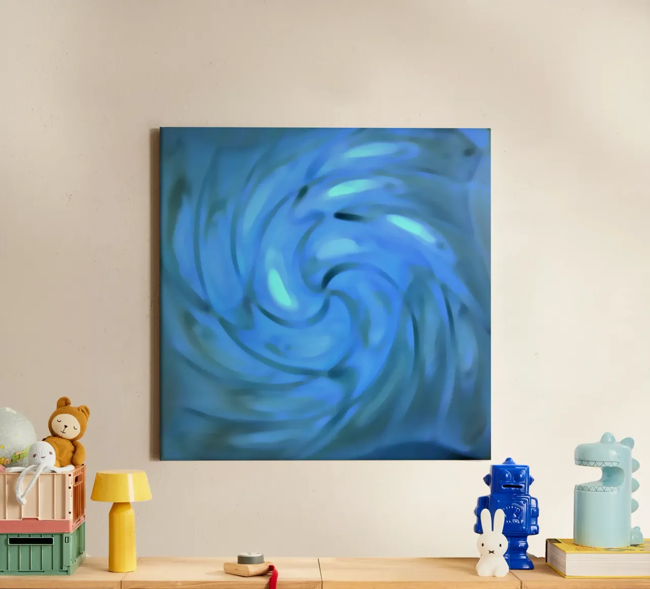 Blurred spiral in sea colours canvas with Floater frame by Gürsel Yesil Digital Art