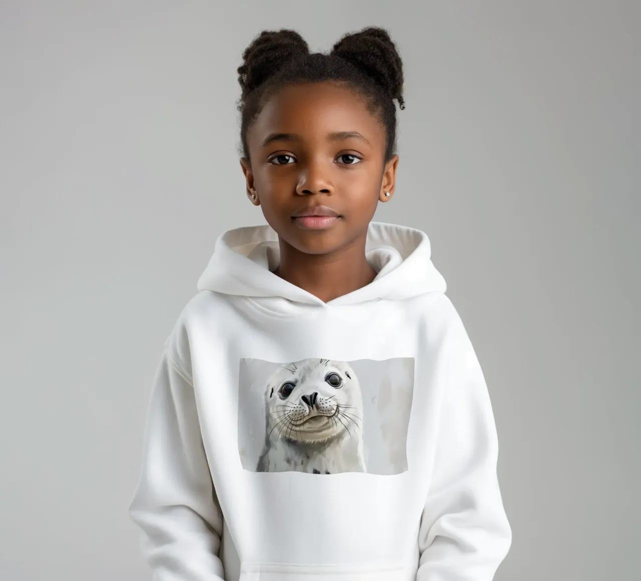 Seal pup looking curiously watching kids hoodie by DesignDoodle
