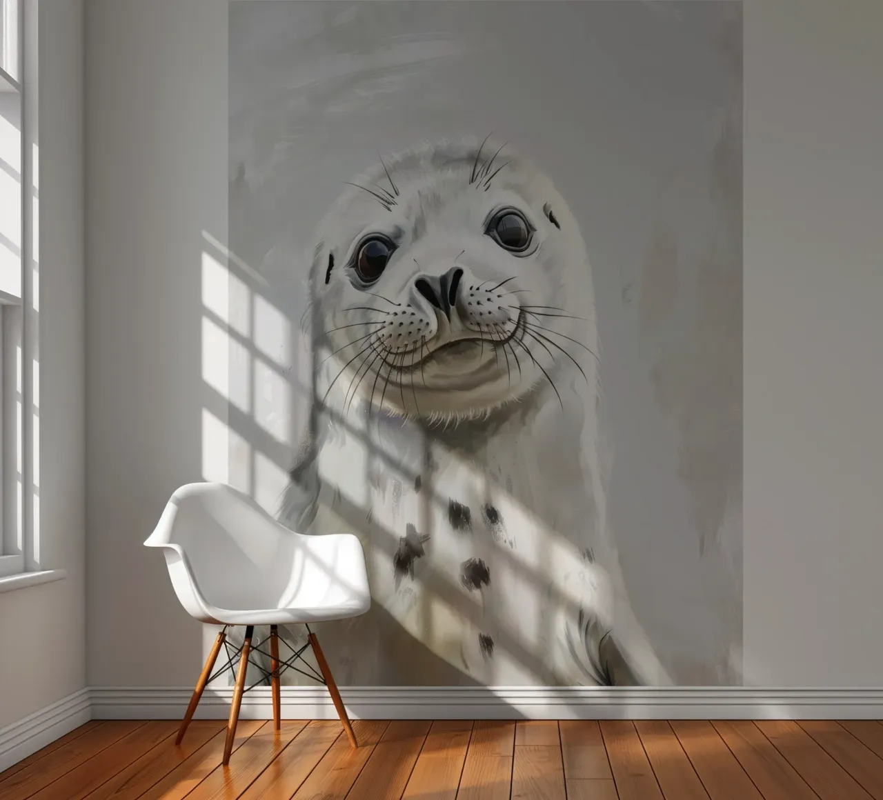 Cachorro de foca mirando con curiosidad papel para pared de DesignDoodle