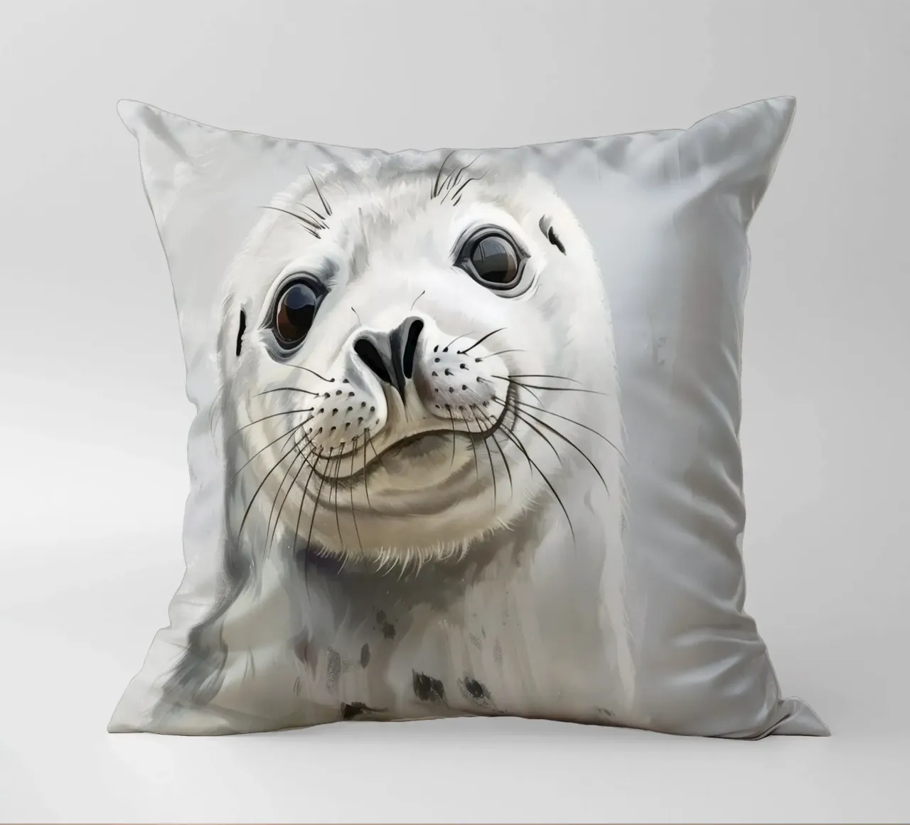 Cucciolo di foca che guarda con curiosità cuscino da DesignDoodle