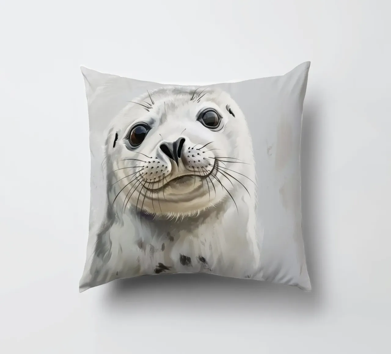 Cucciolo di foca che guarda con curiosità cuscino da DesignDoodle