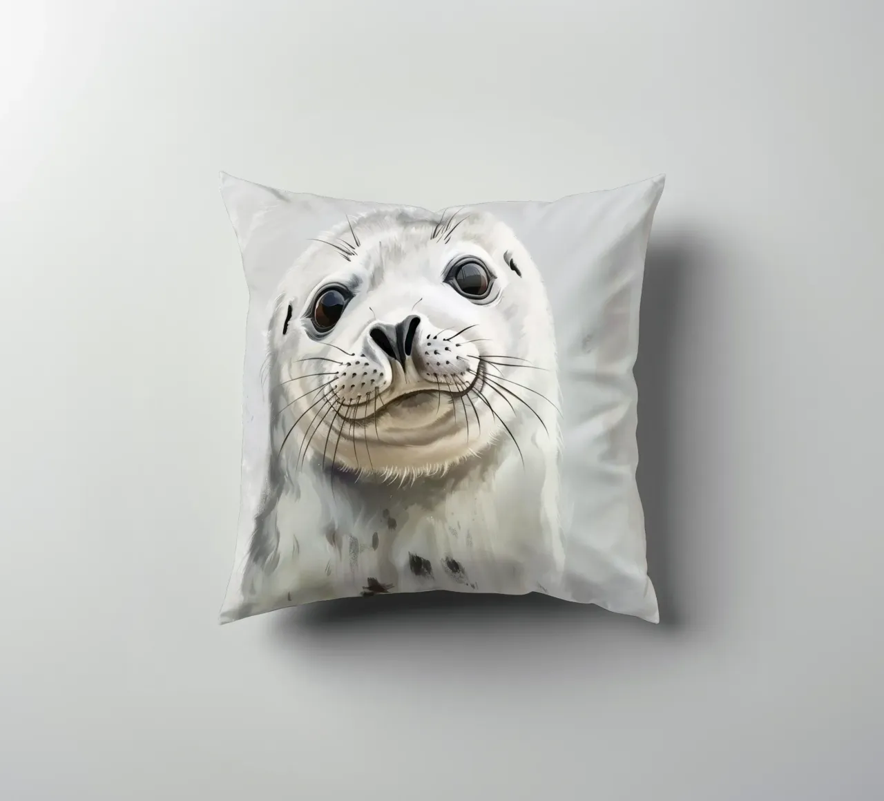 Cucciolo di foca che guarda con curiosità cuscino da DesignDoodle
