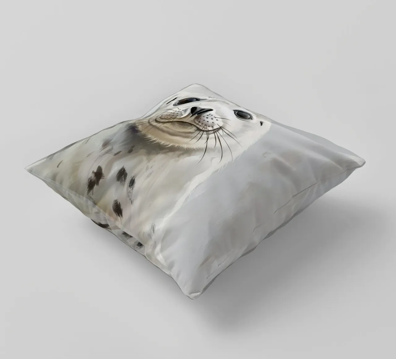 Cucciolo di foca che guarda con curiosità cuscino da DesignDoodle