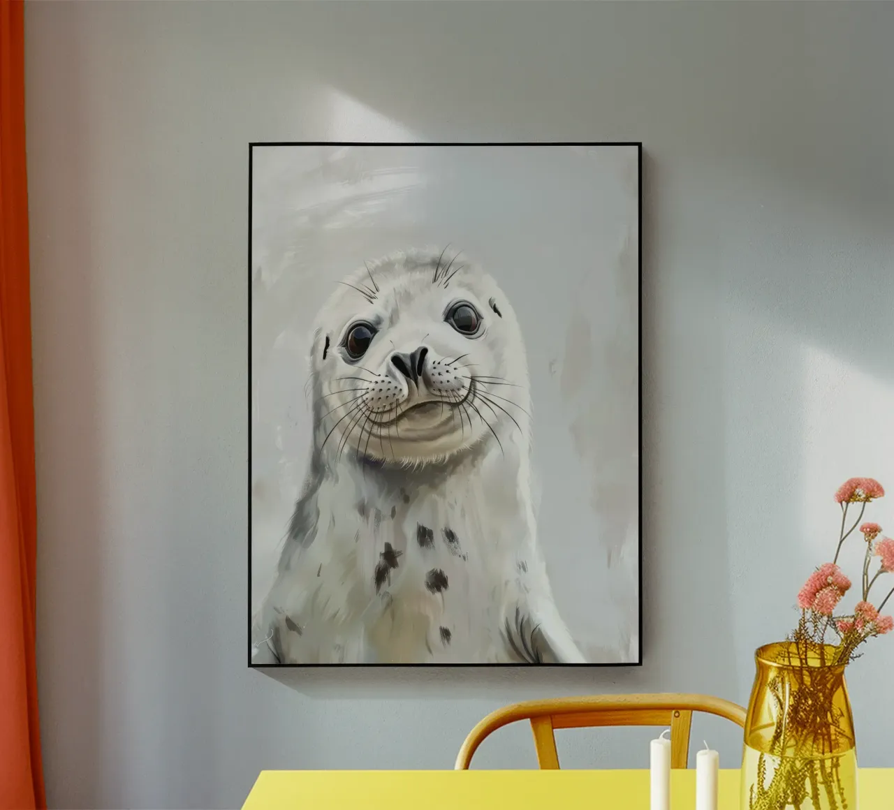 Cachorro de foca mirando con curiosidad metacrilato de DesignDoodle