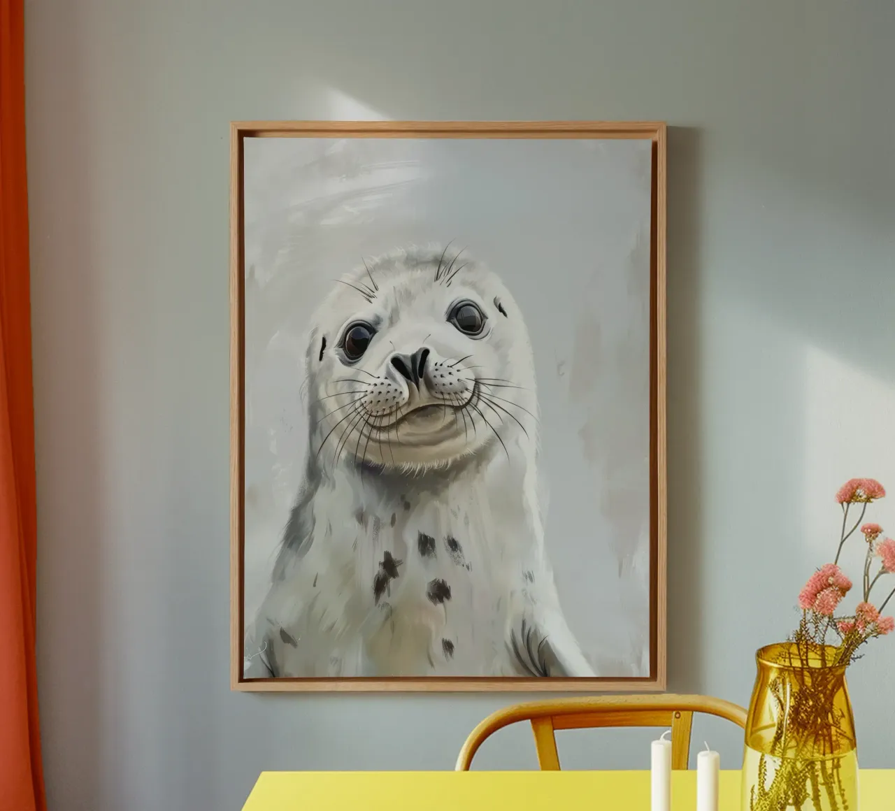 Seal pup looking curiously watching canvas by DesignDoodle