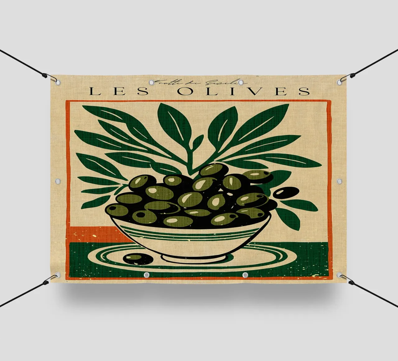 Retro Les Olives telo in pvc da Providence Mbabazi Studio