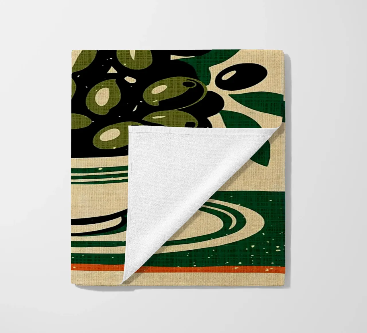 Retro Les Olives beach towel by Providence Mbabazi Studio