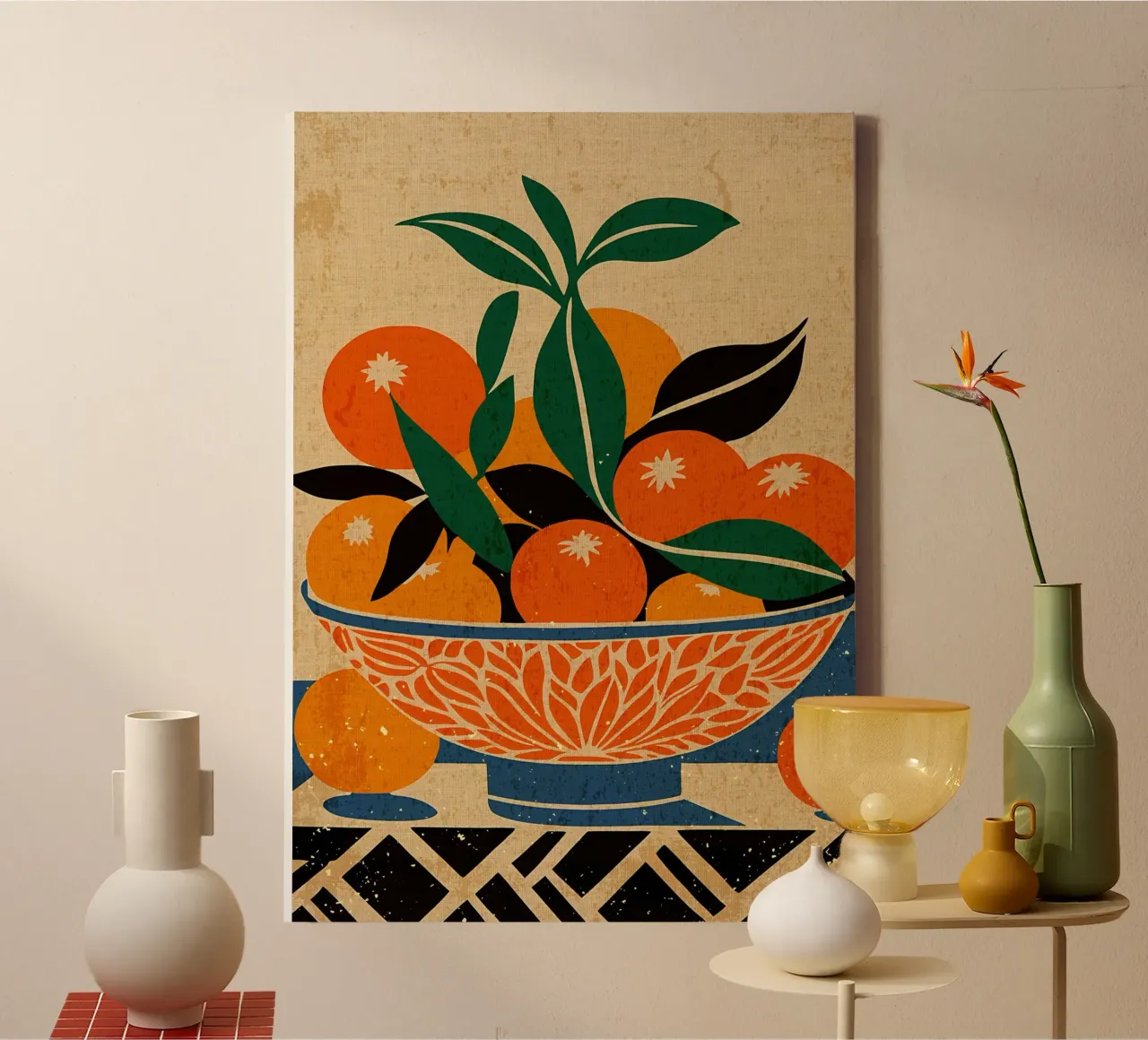 Frutta siciliana tela con Cornice a cassetta da Providence Mbabazi Studio
