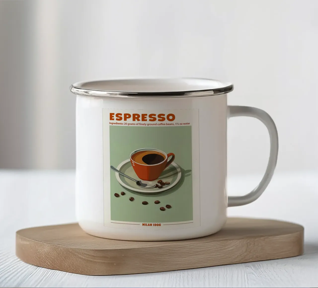 Espresso, Milan 1906 Poster tazza in smalto da Neeraprint