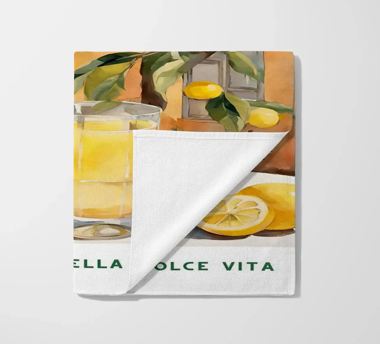 Italian Summer - Limoncello Poster beach towel by Neeraprint