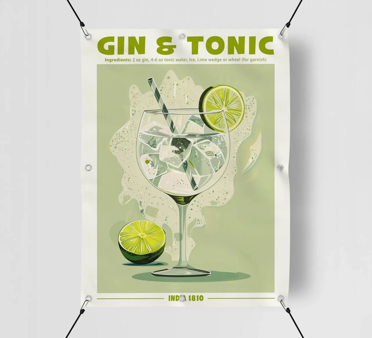 Gin and Tonic, India 1810 Poster telo in pvc da Neeraprint