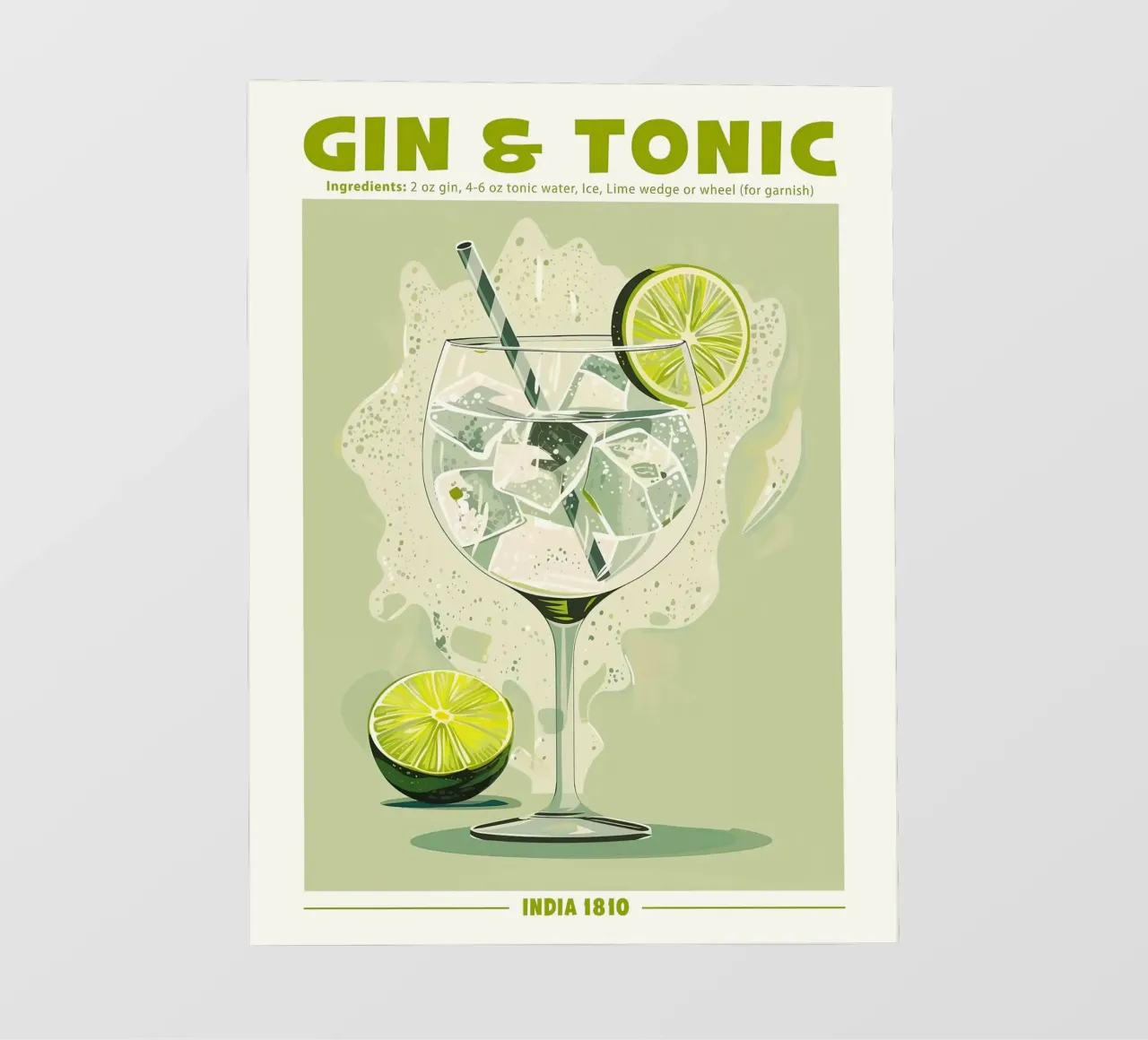 Gin and Tonic, India 1810 Poster telo in pvc da Neeraprint