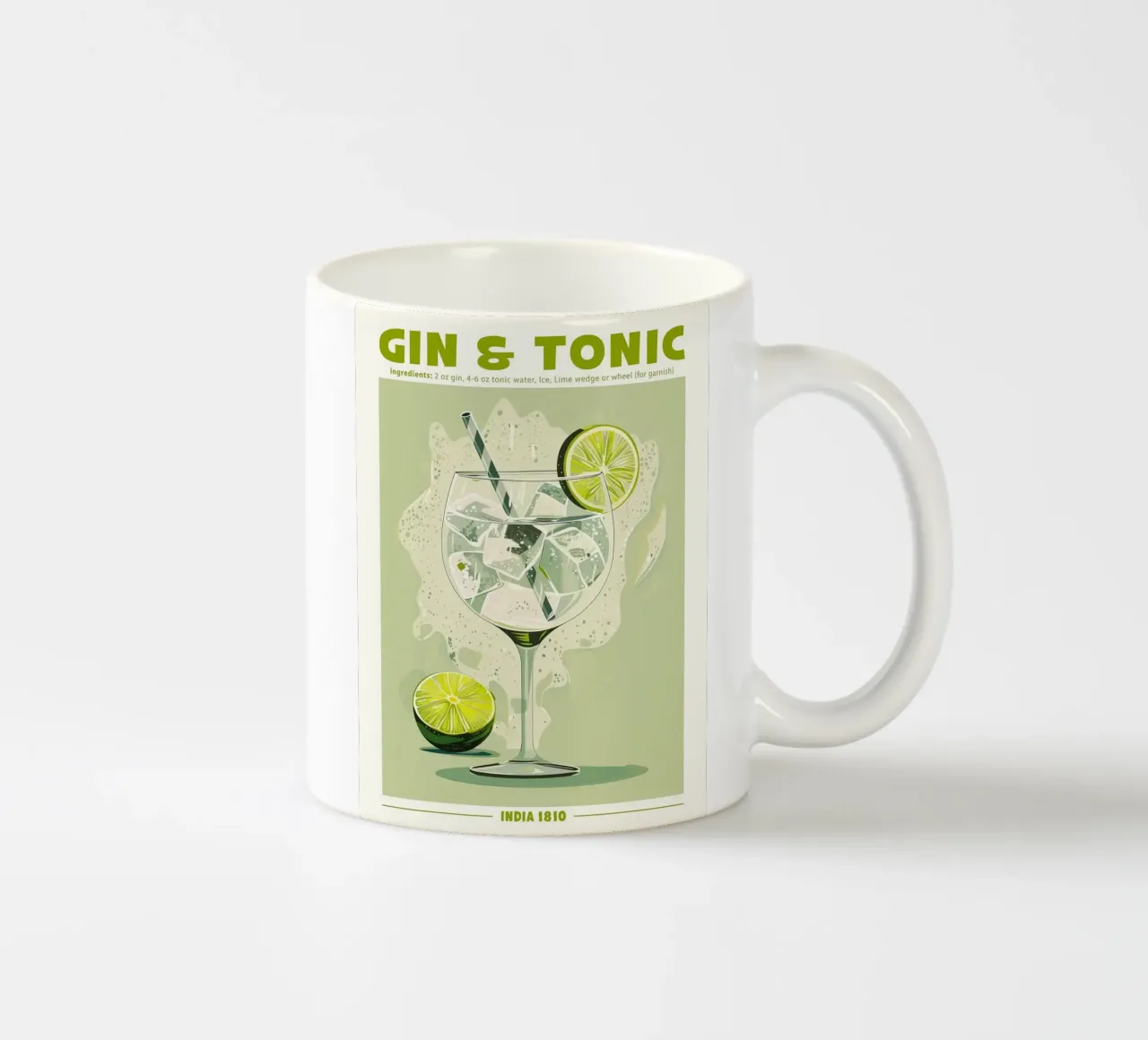 Gin and Tonic, India 1810 Poster tazza in ceramica da Neeraprint