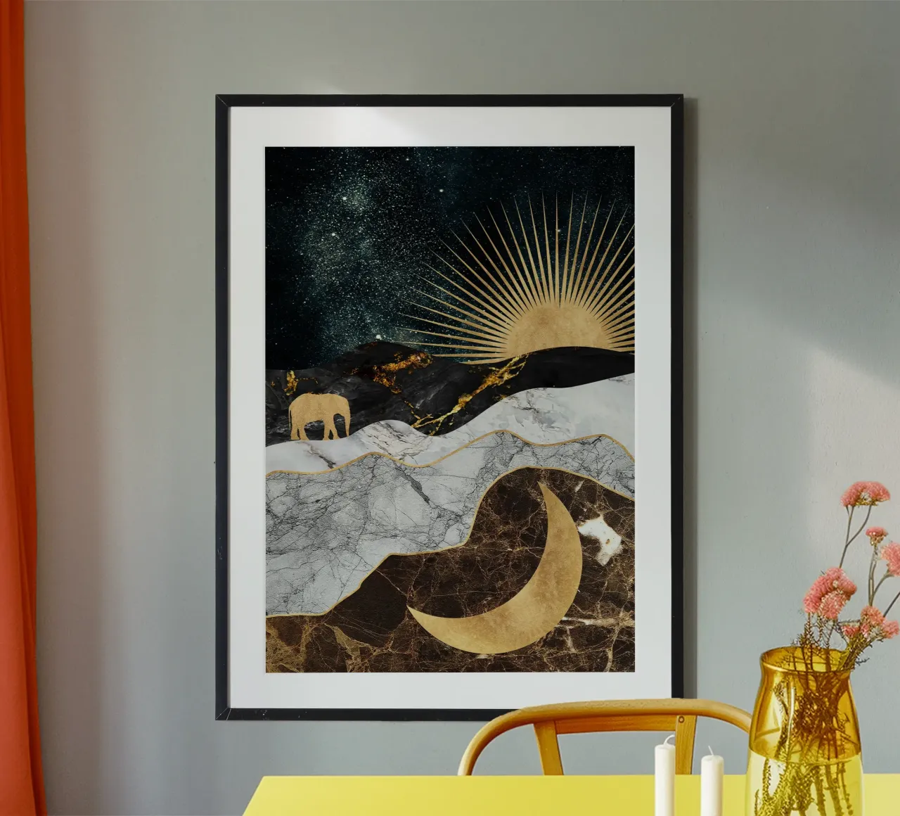 abstract surrealist landscape moon poster da vintageshop
