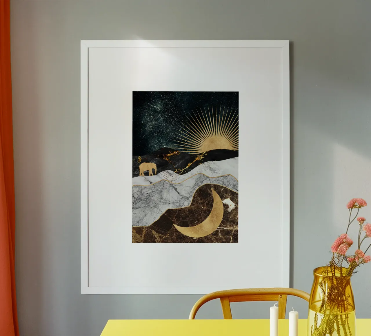 abstract surrealist landscape moon poster da vintageshop