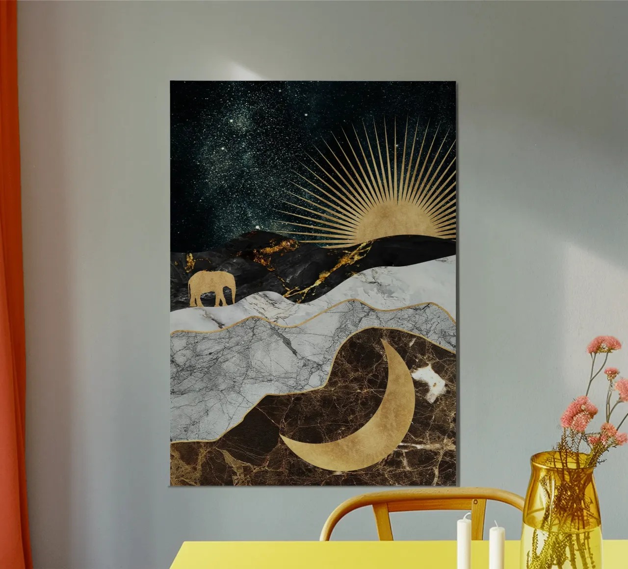 abstract surrealist landscape moon poster da vintageshop