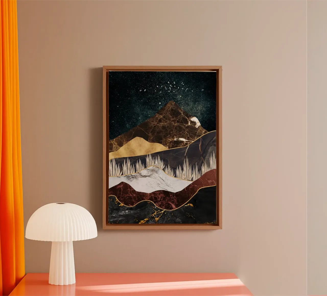abstract surrealist landscape grass tela con Cornice a cassetta da vintageshop