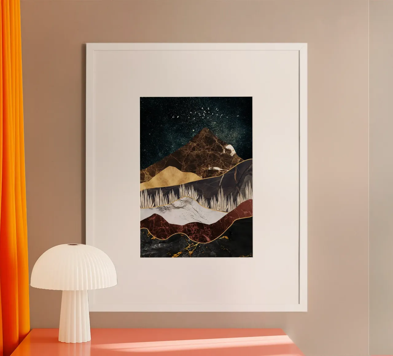 abstract surrealist landscape grass poster con telaio in alluminio da vintageshop