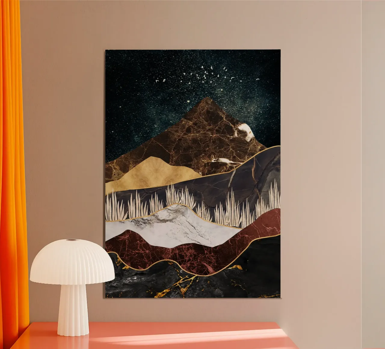 abstract surrealist landscape grass poster con telaio in alluminio da vintageshop