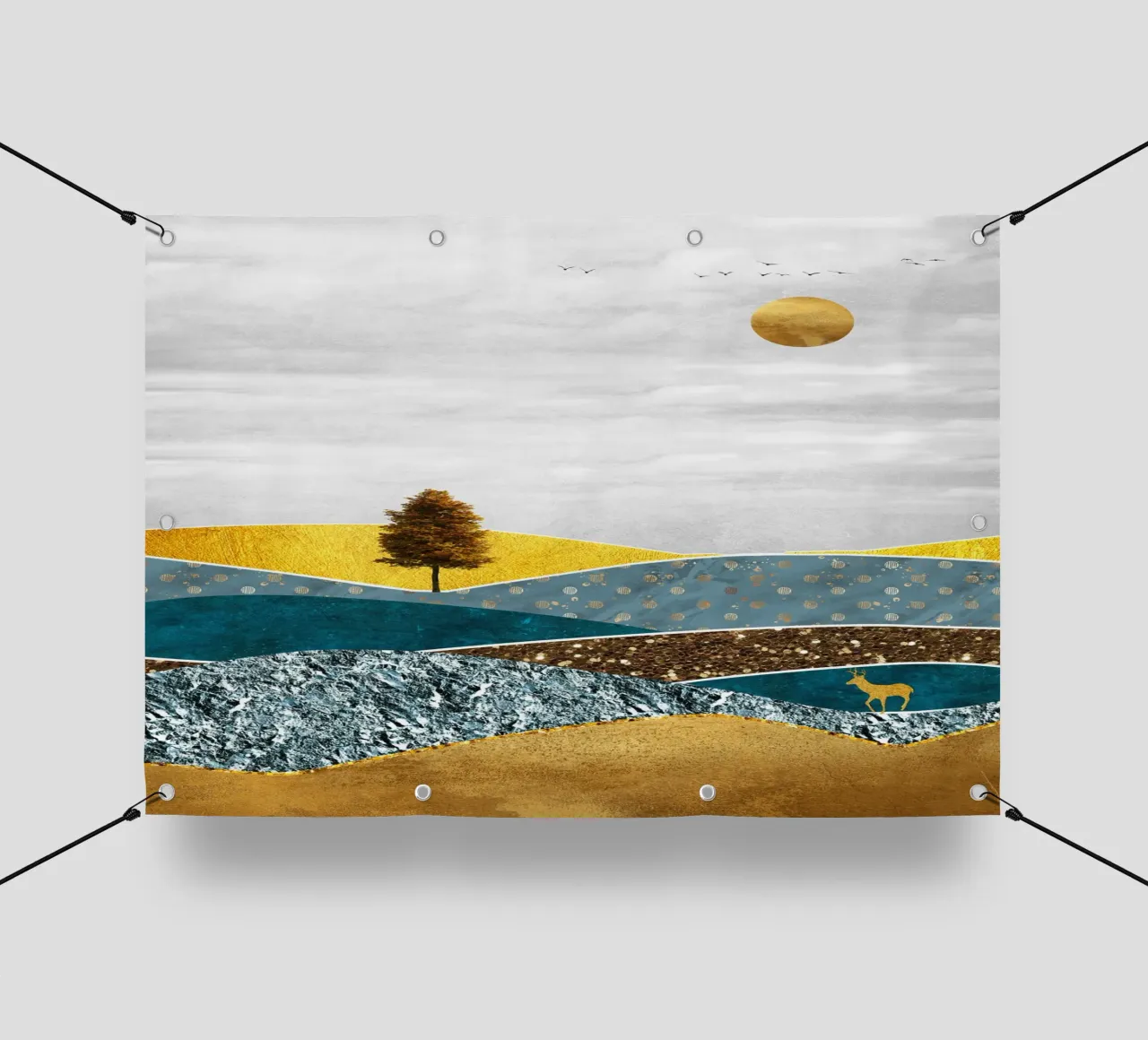 abstract surrealist landscape tree telo in pvc da vintageshop
