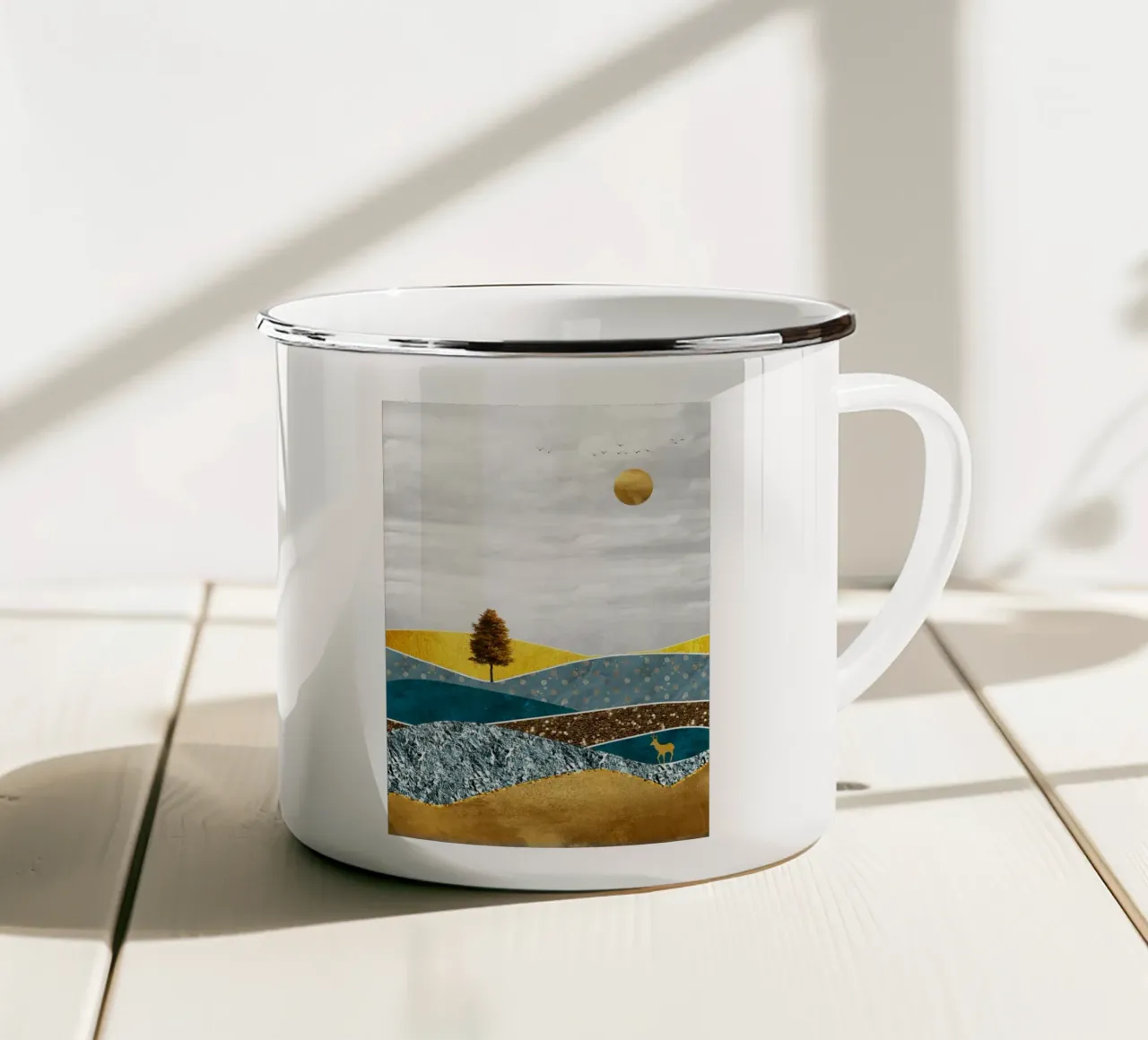abstract surrealist landscape tree tazza in smalto da vintageshop