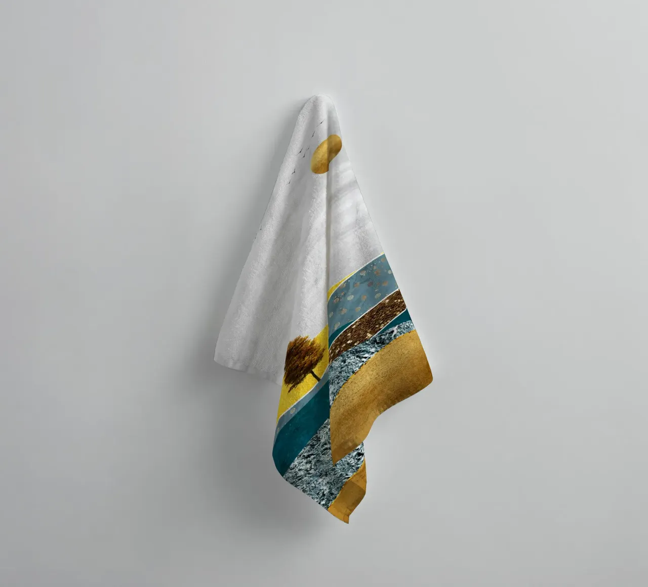 abstract surrealist landscape tree asciugamano da bagno da vintageshop