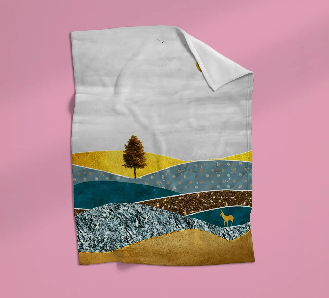 abstract surrealist landscape tree coperta in pile da vintageshop