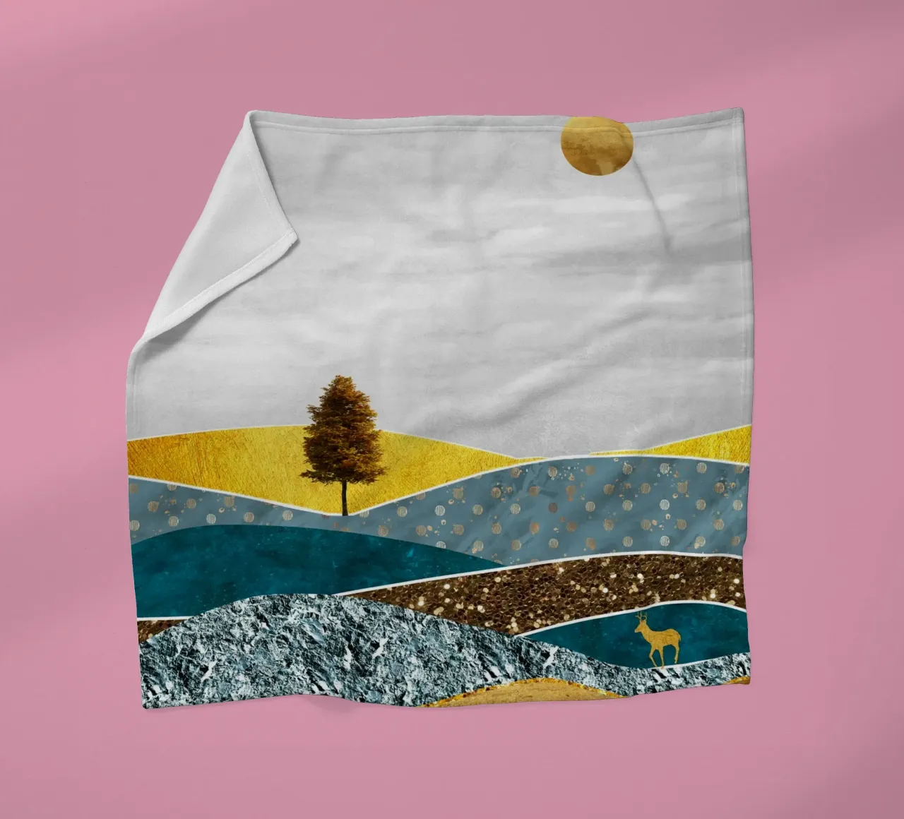 abstract surrealist landscape tree coperta in pile da vintageshop