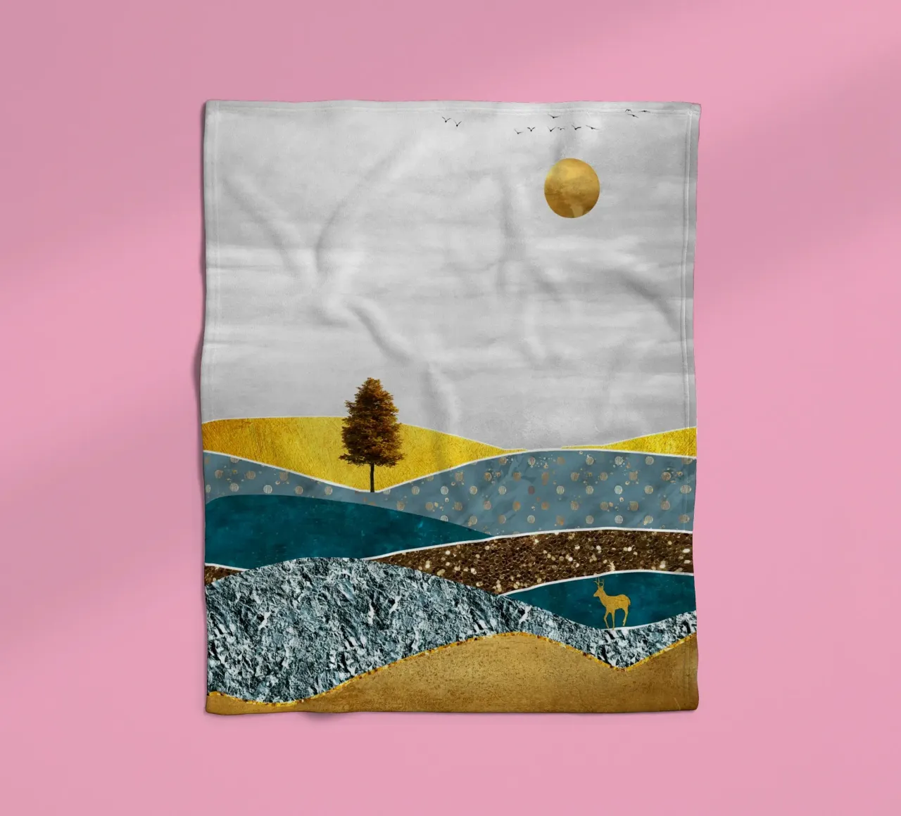 abstract surrealist landscape tree coperta in pile da vintageshop