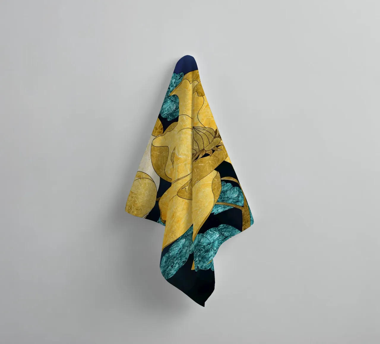 abstract surrealist yellow flower towel by vintageshop