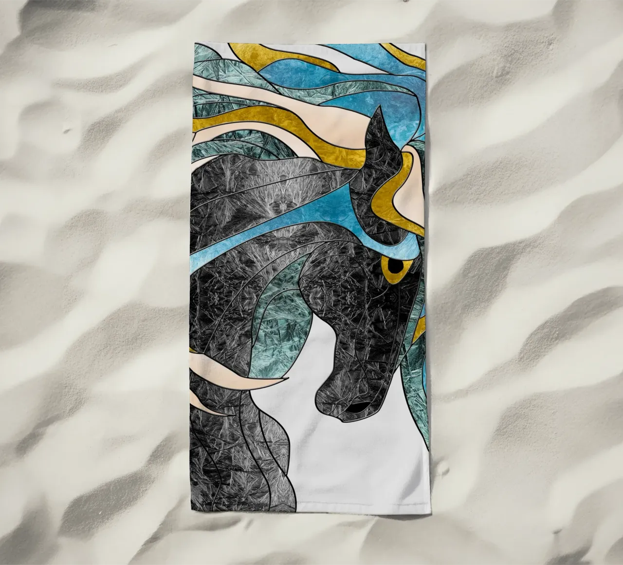 abstract art horse telo mare da vintageshop