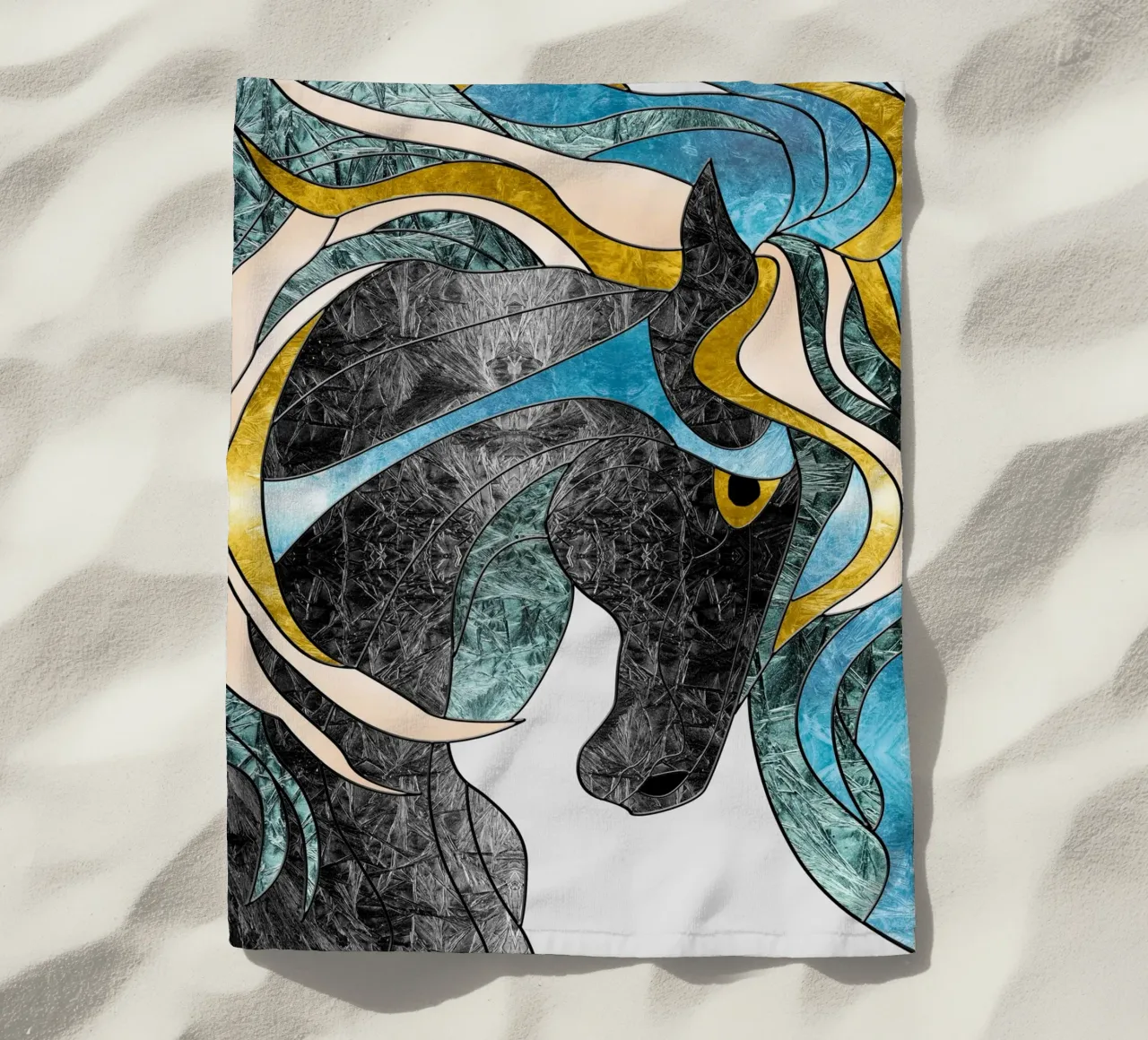 abstract art horse telo mare da vintageshop
