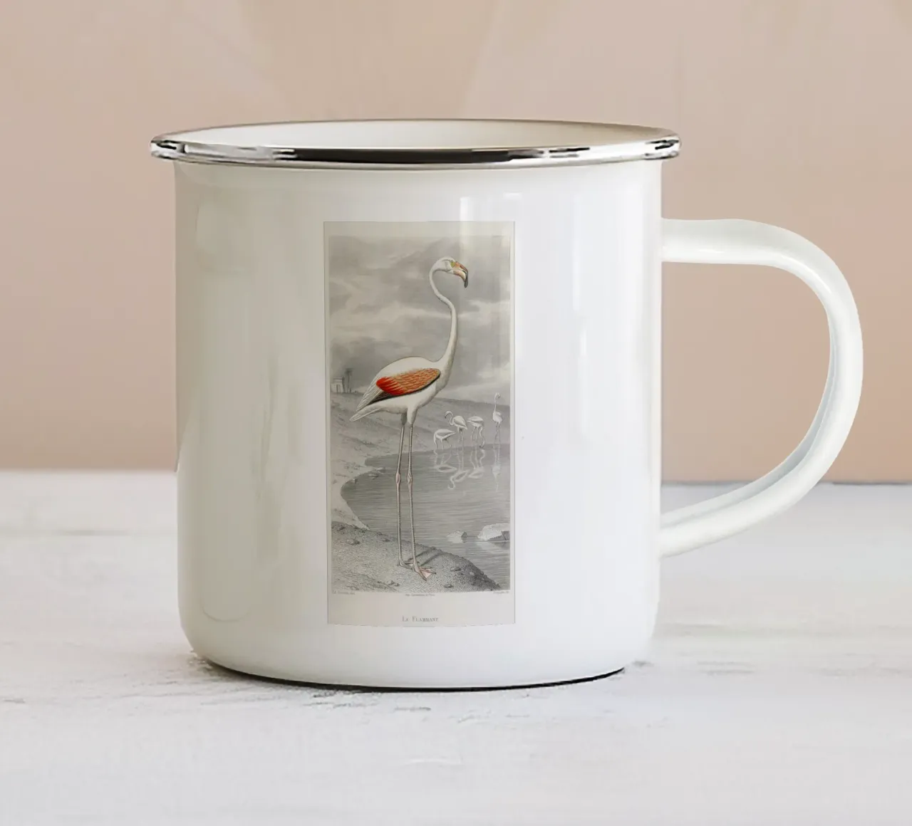 Le Flammant (Flamingo) tazza in smalto da vintageshop