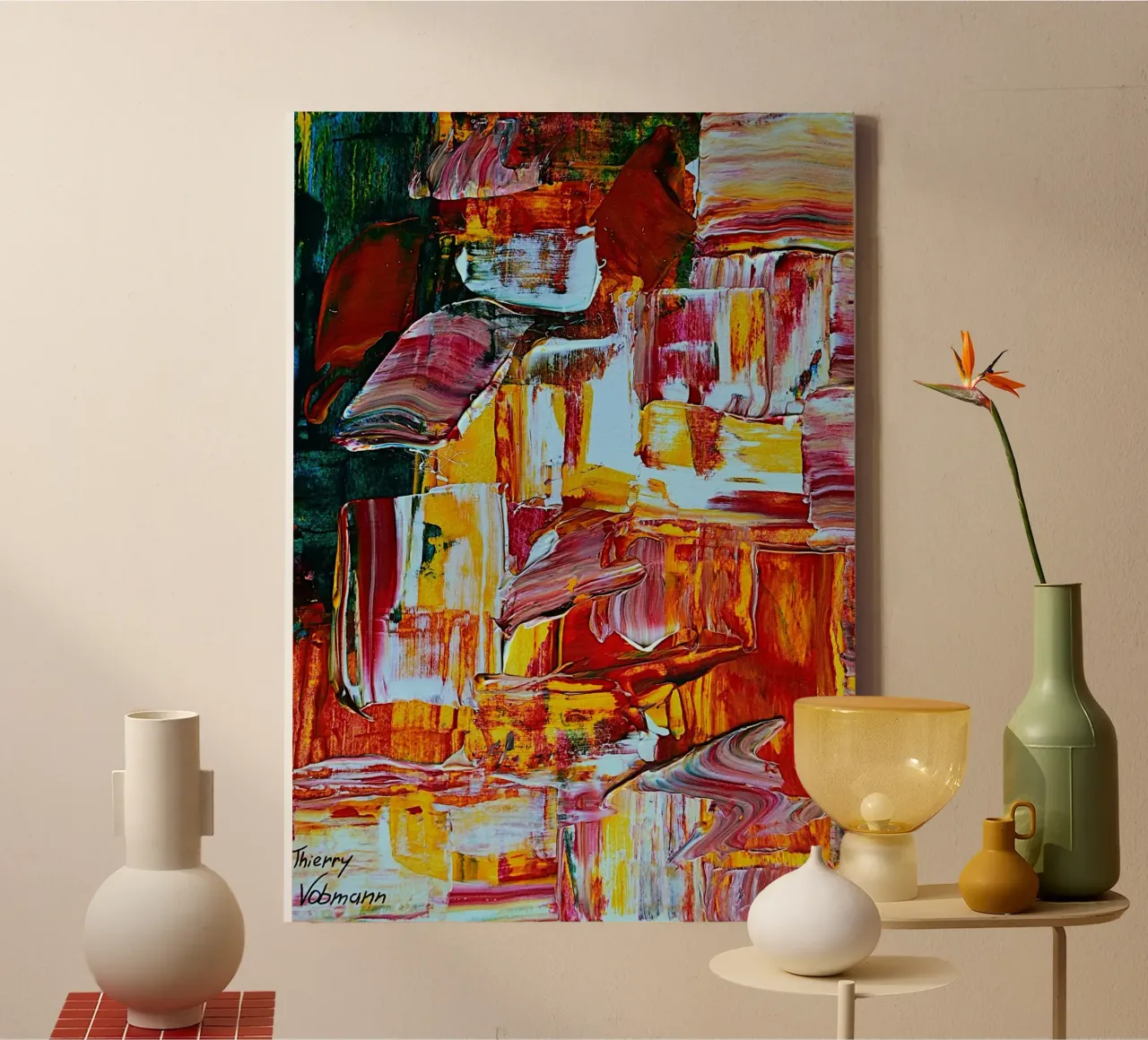 Inspired by Hans Hofmann 1. tela con Cornice a cassetta da Thierry Vobmann Abstract painting