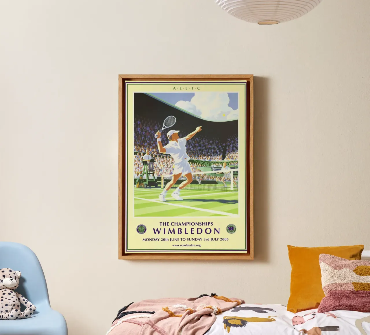 Poster dei Campionati di Wimbledon 2005 tela con Cornice a cassetta da aijanurmine