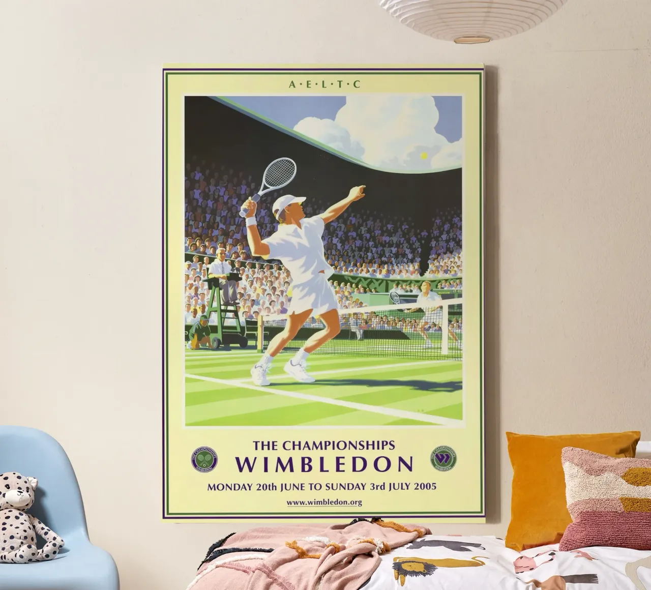 Poster dei Campionati di Wimbledon 2005 tela con Cornice a cassetta da aijanurmine