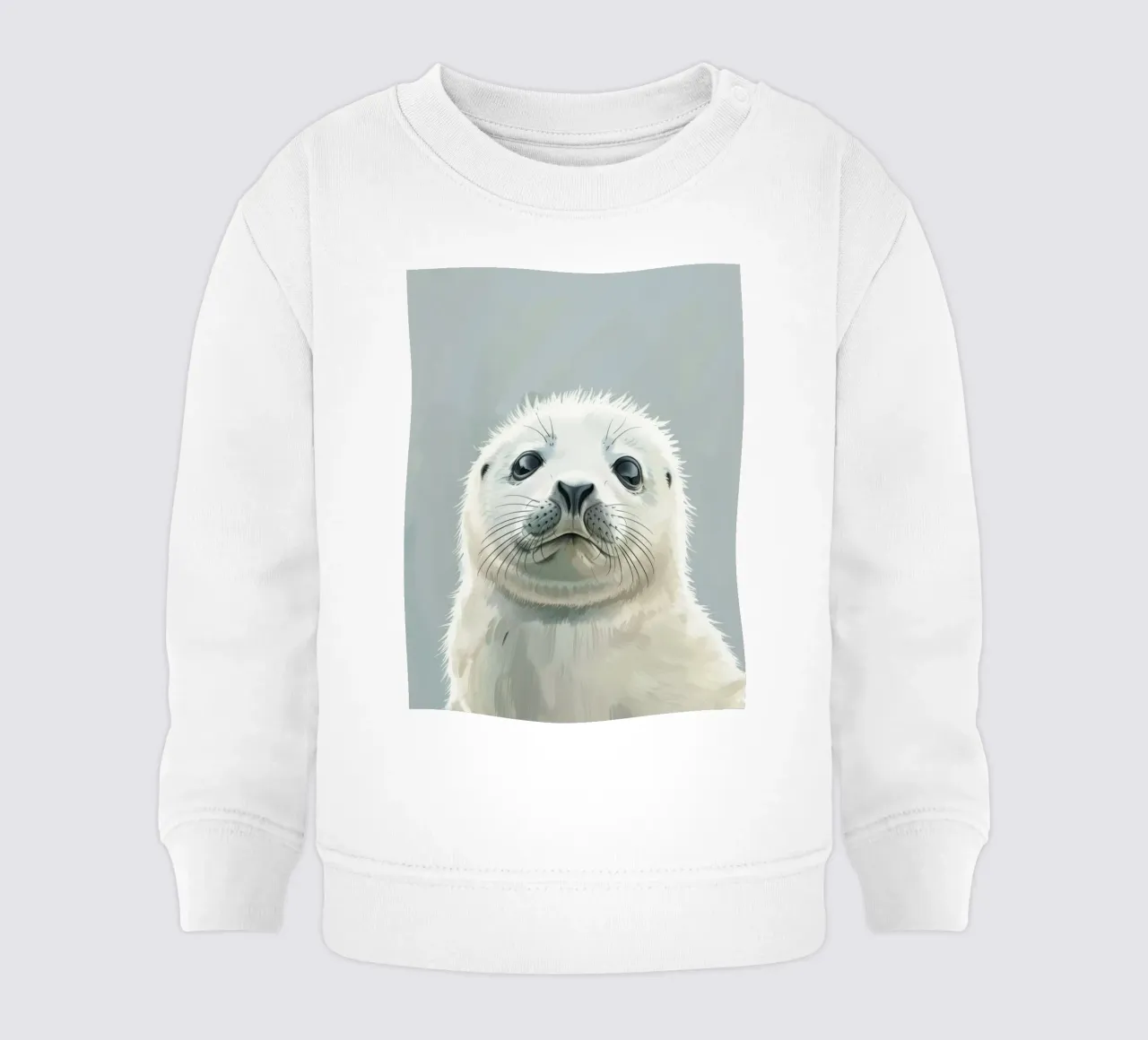 Retrato de una joven foca que mira con curiosidad con un suave sudadera de bebé de DesignDoodle