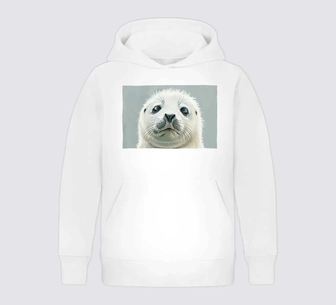 Retrato de una joven foca que mira con curiosidad con un suave sudadera con capucha para niño de DesignDoodle