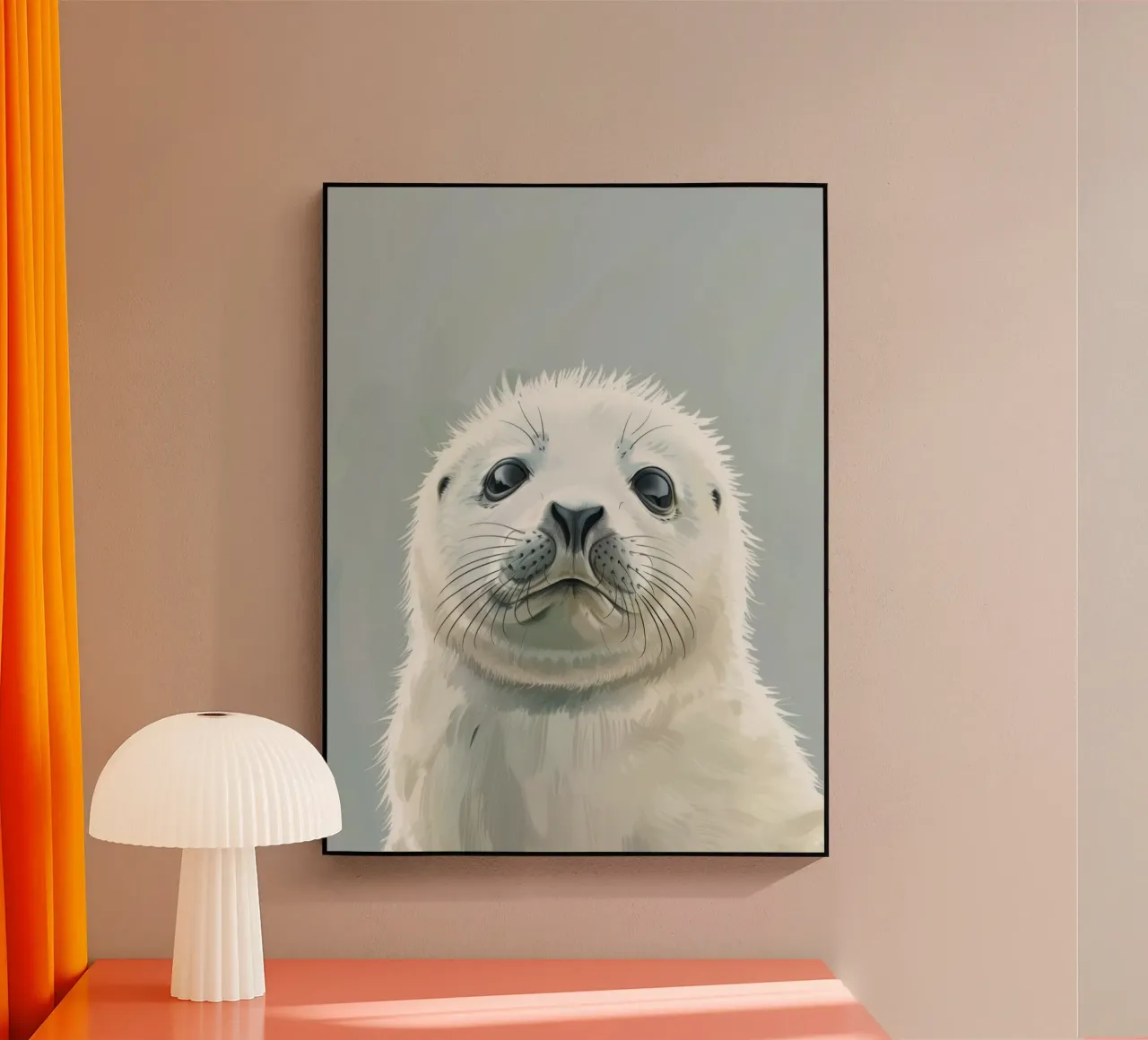 Retrato de una joven foca que mira con curiosidad con un suave metacrilato de DesignDoodle