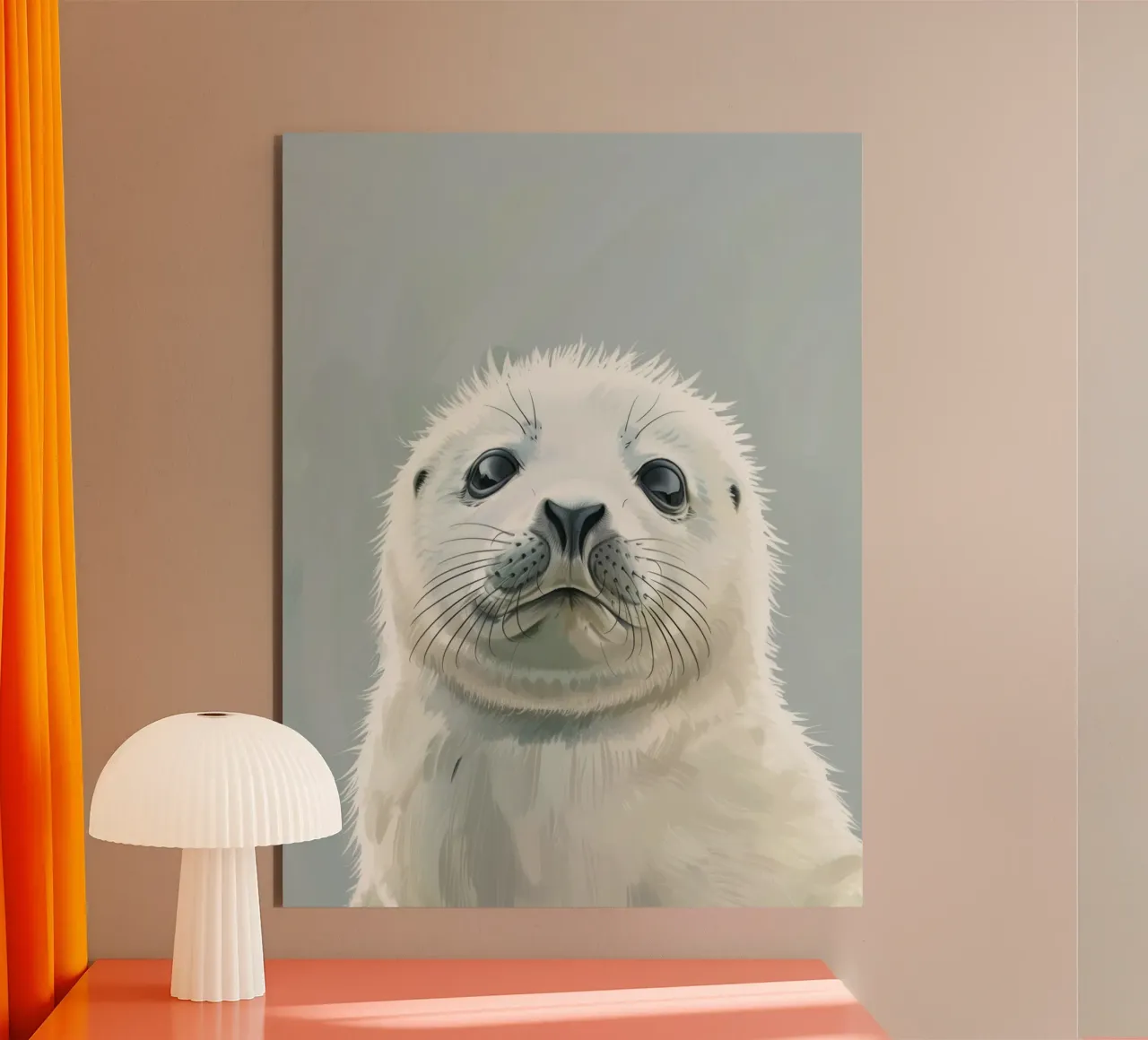 Portrait of a young seal looking curiously with a soft alu-dibond by DesignDoodle