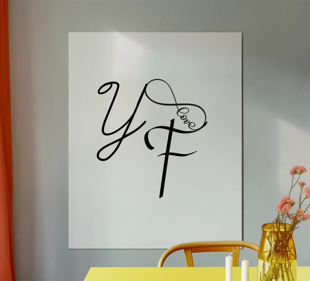 Y Love F - Minimalistische Typografie Poster | Moderne Muur poster met aluminium frame van StrindesignStudio