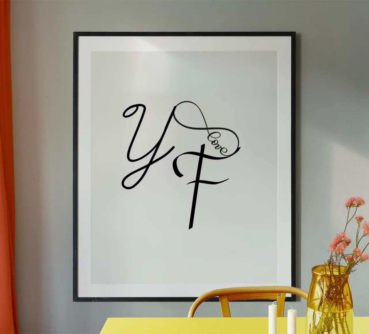 Y Love F - Minimalistische Typografie Poster | Moderne Muur poster met aluminium frame van StrindesignStudio