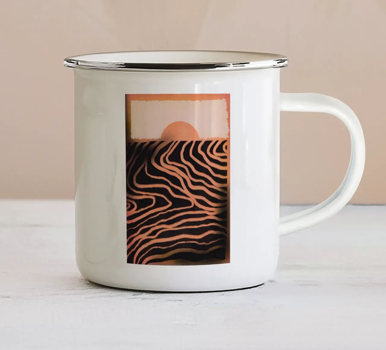 Orizzonte, terra d'ombra bruciata tazza in smalto da Little Dean