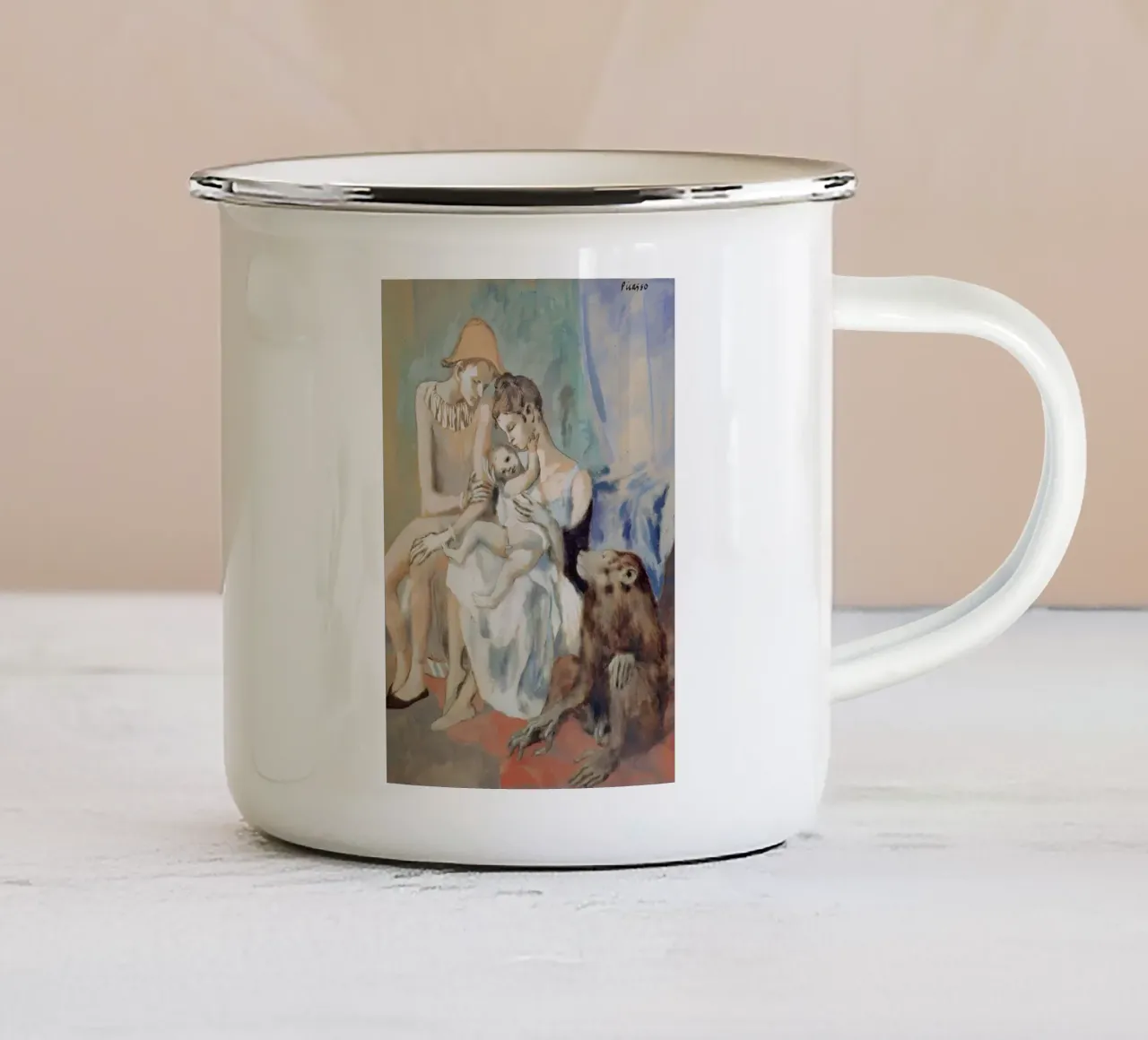 Picasso Madre e figlio scimmia acrobata Periodo blu tazza in smalto da homdeco