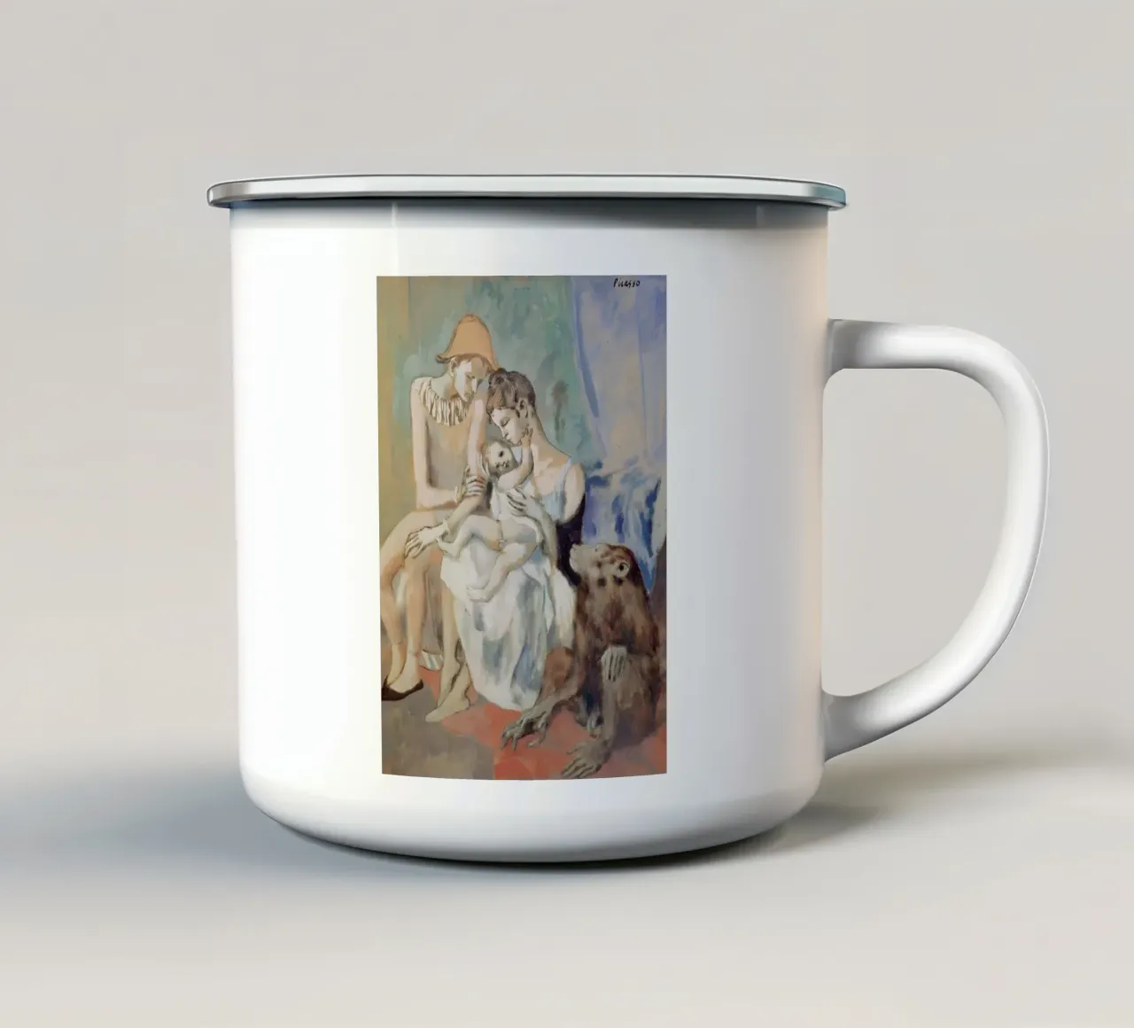 Picasso Madre e figlio scimmia acrobata Periodo blu tazza in smalto da homdeco