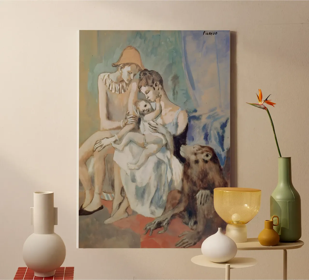 Picasso Moeder en kind Acrobaat Aap Blauw Periode canvas met Baklijst van homdeco