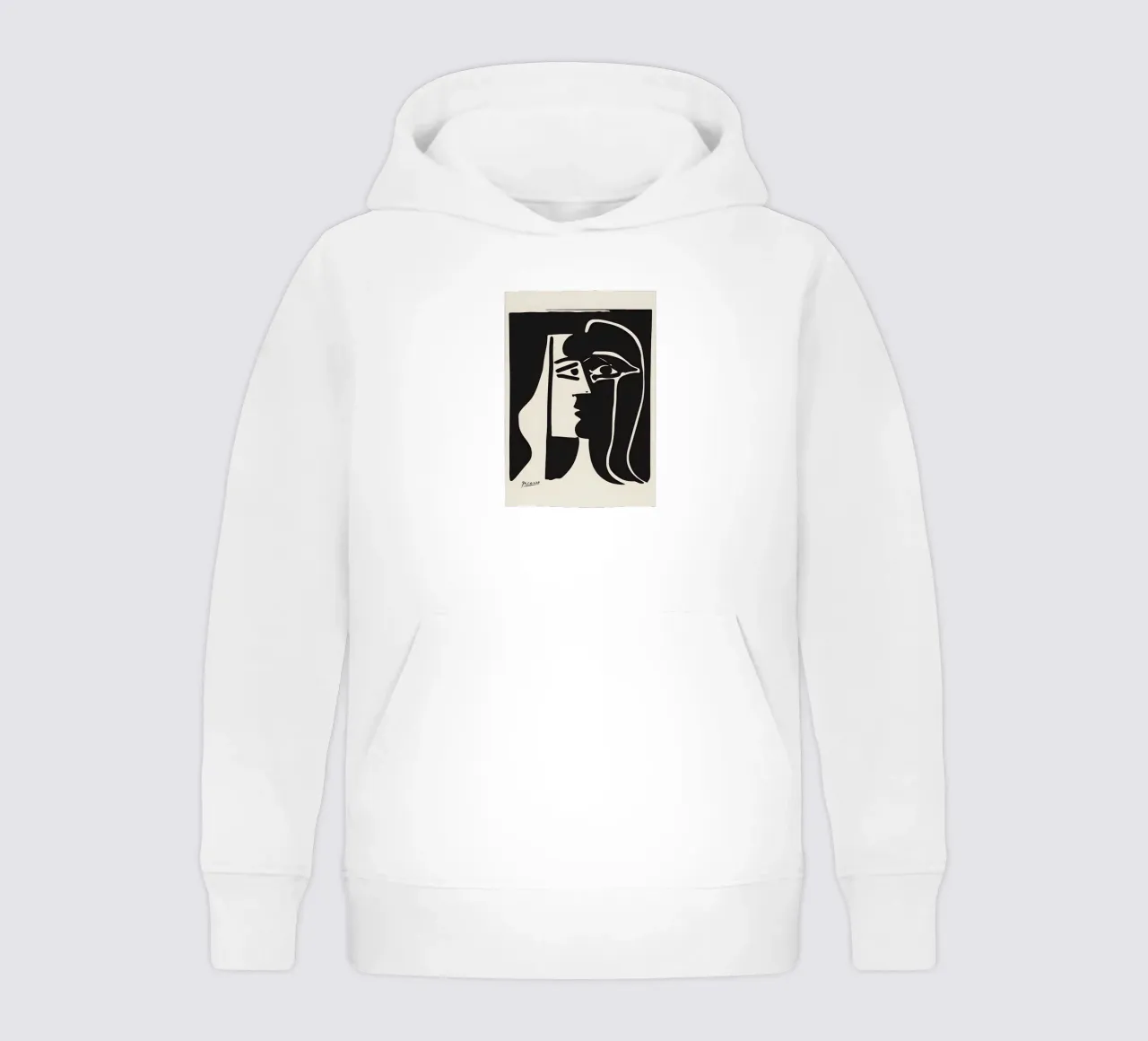 Picasso Nero Bianco Profilo Surrealista Viso Astratto felpa bambino con cappuccio da homdeco