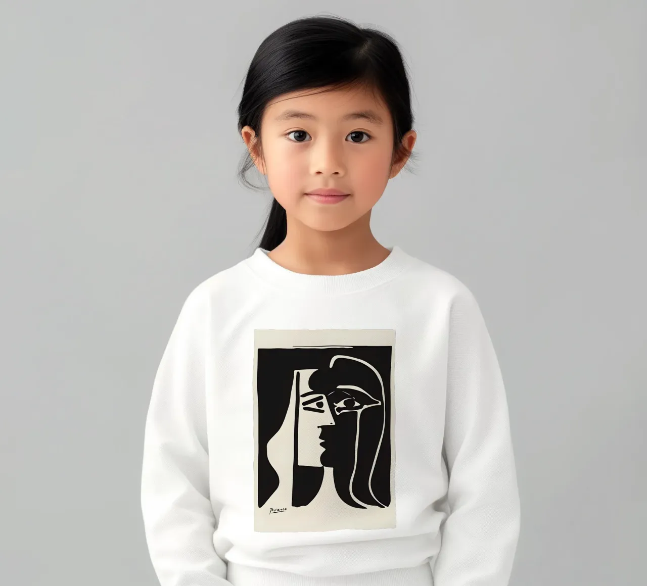 Picasso Nero Bianco Profilo Surrealista Viso Astratto felpa bambino da homdeco