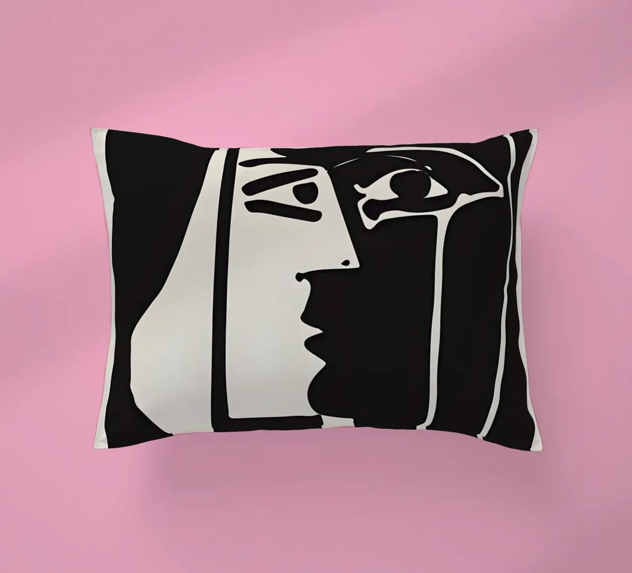 Picasso Nero Bianco Profilo Surrealista Viso Astratto cuscino da homdeco